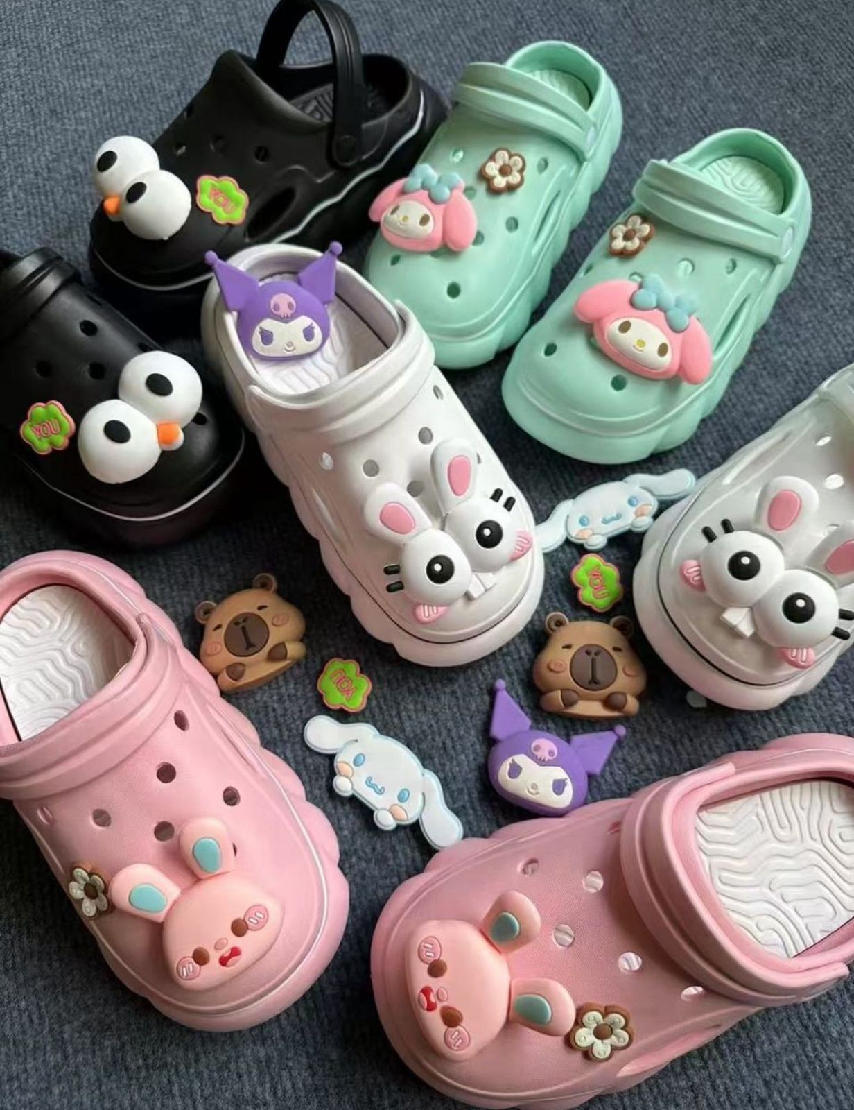 Kids Cartoon Crocs Slippers with 3D Charms